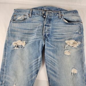 Levi's 501 Light Blue Distressed Men's Jeans